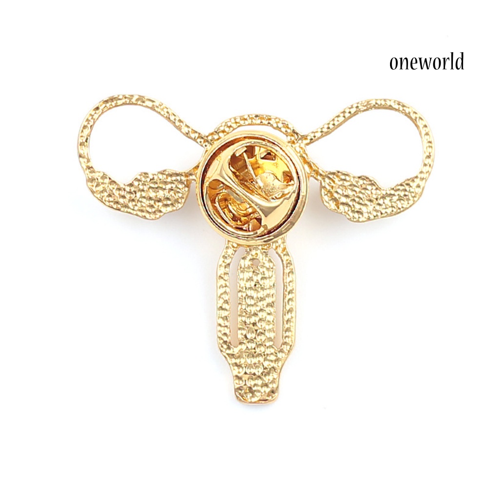 OW@ Faux Pearl Rhinestone Inlaid Organ Uterus Shaped Doctor Nurse Brooch Pin Gift