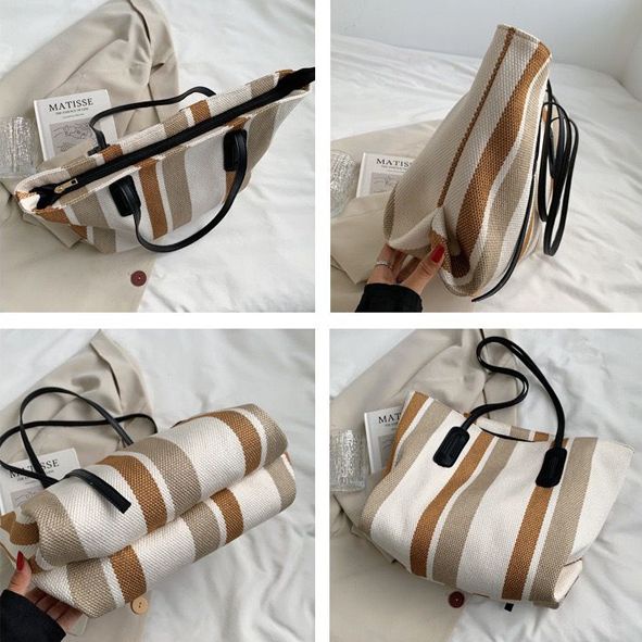 BQ 3351 GI 6003 GT 1905 RISCE TAS TOTE IMPORT WANITA CEWEK PEREMPUAN JAKARTA BATAM MOTIF GARIS CR 7772 JT EL 5875