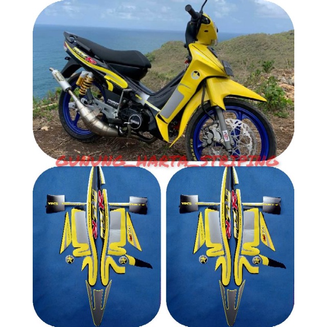 Striping Stiker Lis Body Motor Full Set Yamaha Fiz R Caltex SE 2001 Standar Original Warna Kuning Ku