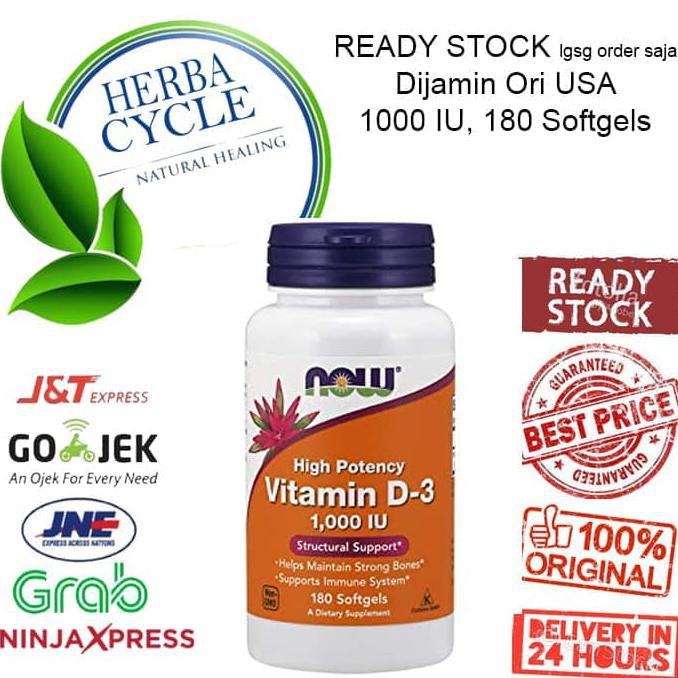 Now Foods Vitamin D3 1000IU 180 Softgels Now Vit D3 1000