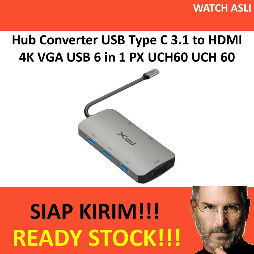 Hub Converter USB Type C 3.1 to HDMI 4K VGA USB 6 in 1 PX UCH60 UCH 60