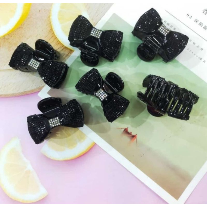 JEPIT RAMBUT PITA PERMATA Hitam UKURAN BESAR BAHAN TEBAL - JEPIT SALON PITA - JEPIT PITA PERMATQ HIT