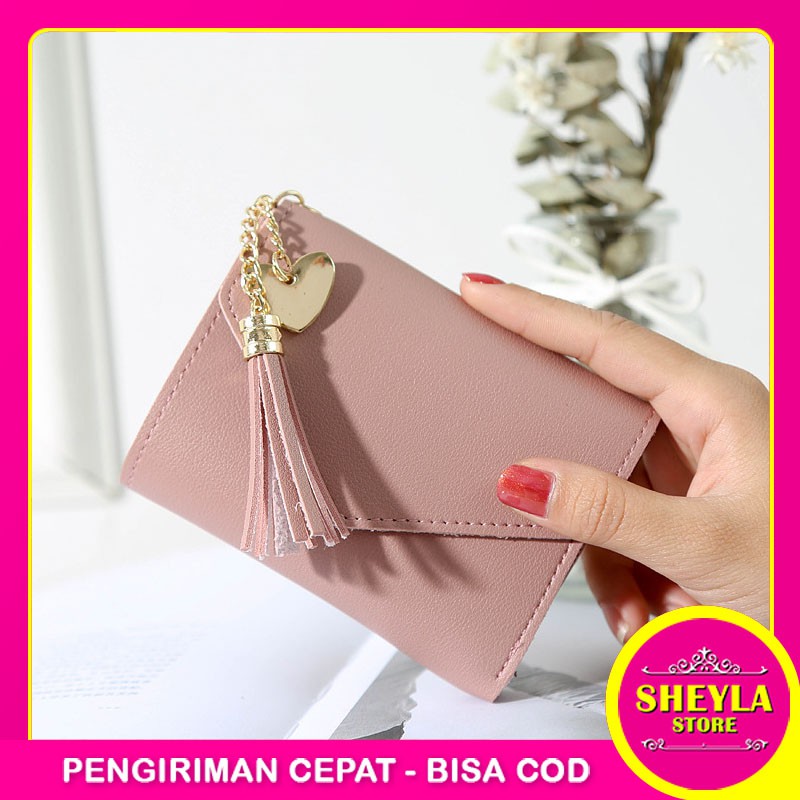 Dompet Import Wanita Lipat Simple Cantik Lucu / Dompet Lipat Pendek Wanita Motif Rumbai Imut TS-12