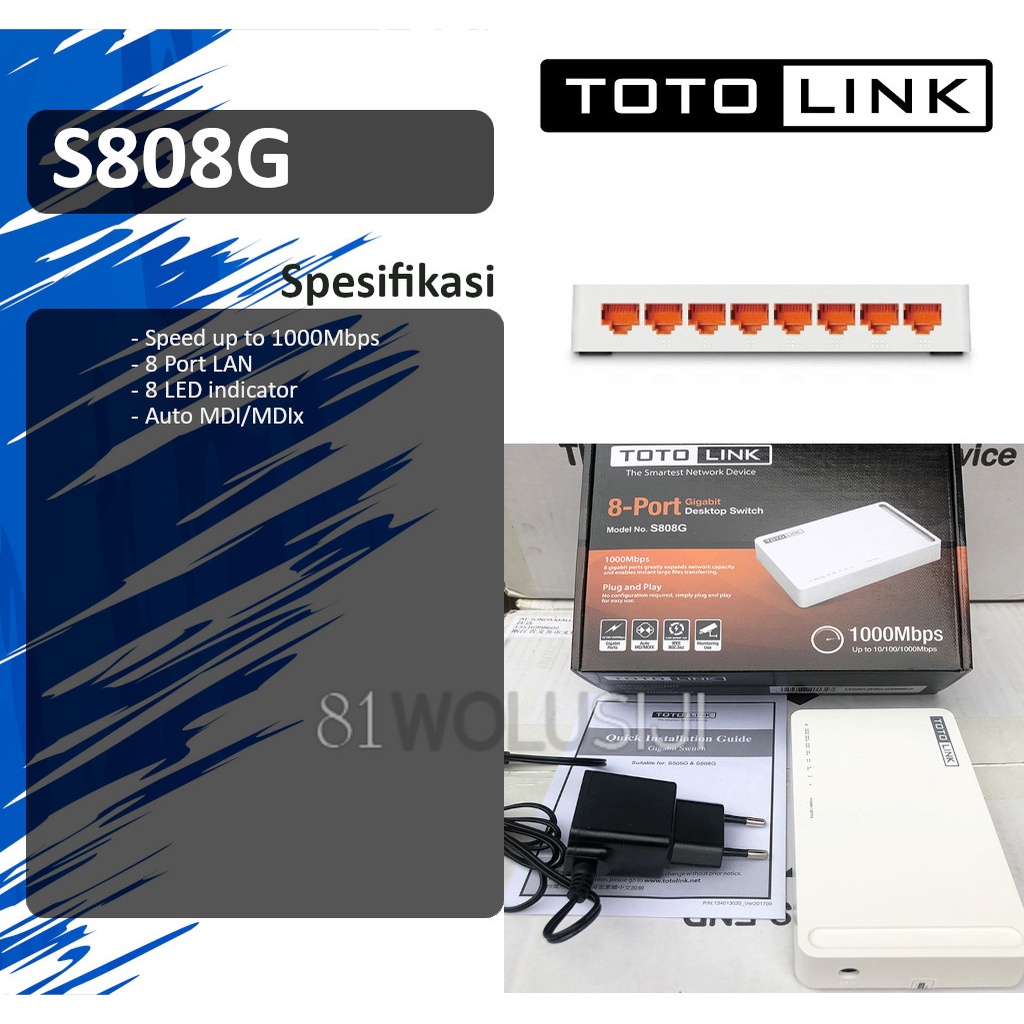 Desktop Switch/Hub Totolink S808G 10/100/1000Mbps 8 port