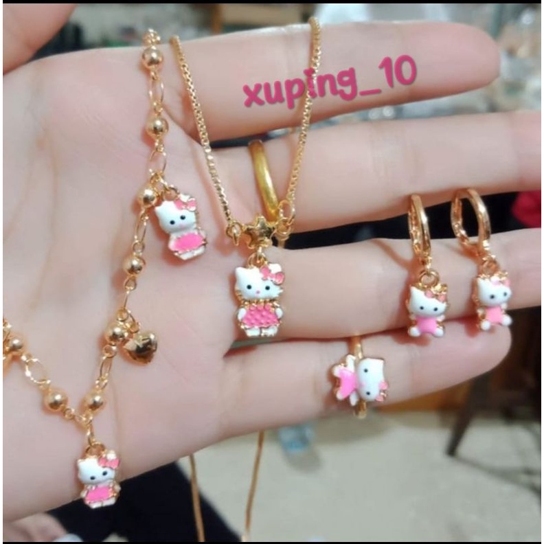 set anak hello kitty perhiasan xuping aksesoris fashion