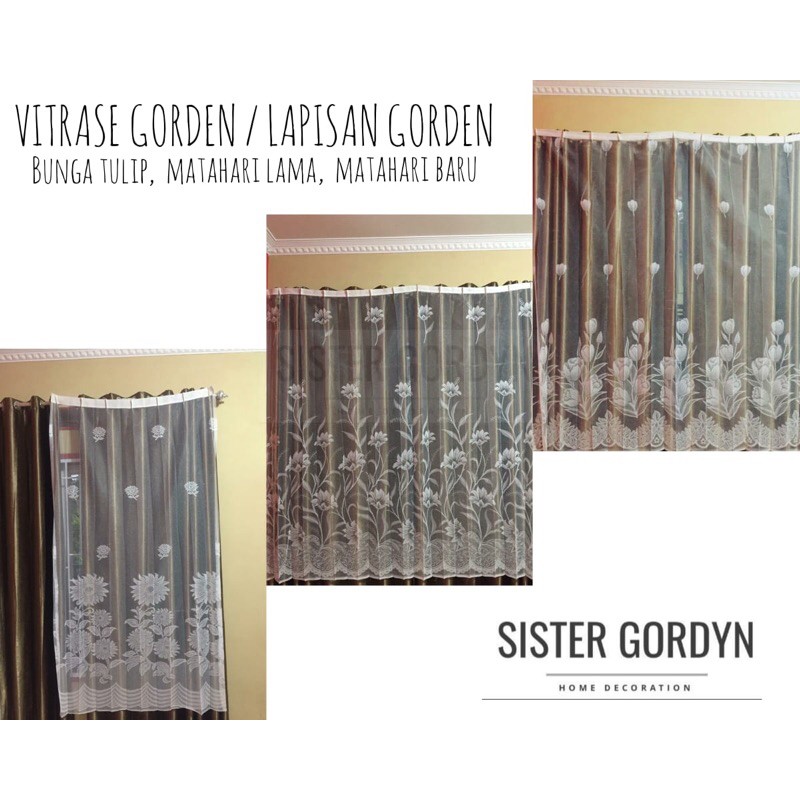 Lapisan Gorden Jendela Vitrase motif dan Polos