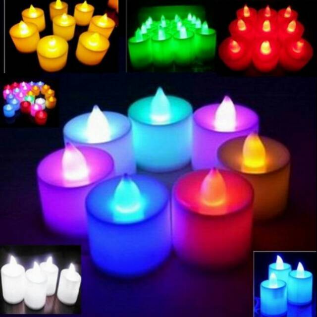 Lilin Mini LED Lampu Elektrik Candle Light Dekorasi Ulang Tahun Warna Warni Rainbow HLL