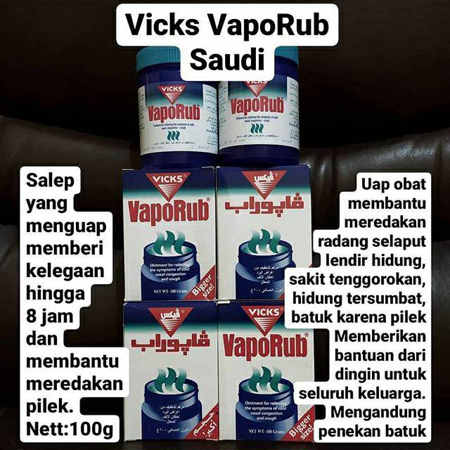 Vicks Vaporub Saudi 100gr Import Impor Salep Obat Batuk Pilek Tenggorokan Shopee Indonesia