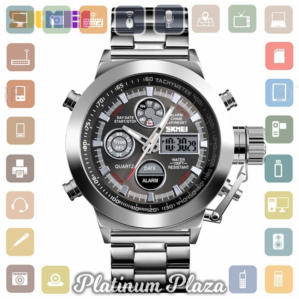 SKMEI Jam Tangan Analog Chrono Pria Stainless Steel Strap - 1515 - Silver`20NAUJ-