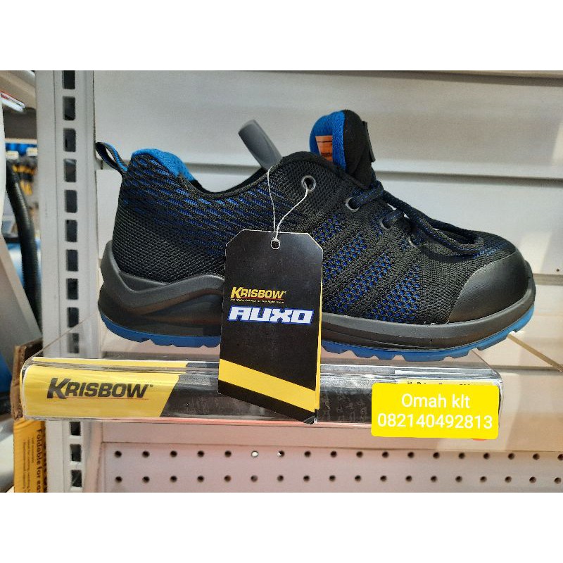 sepatu safety pengaman krisbow auxo sepatu kerja proyek model casual hitam biru