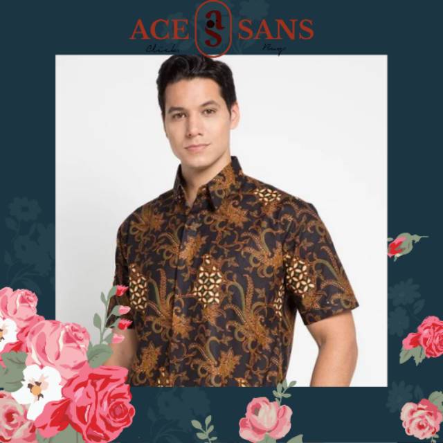Hem Batik Pria Adikusuma by Arjuna Weda Ceplok Kawung Hitam | Kemeja Batik Pria | Batik Pria | Ori