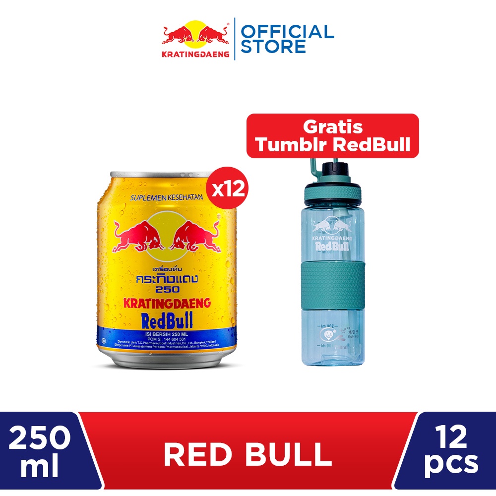 Red Bull Kemasan Kaleng 250ml - 12 Pcs (Free Tumblr)