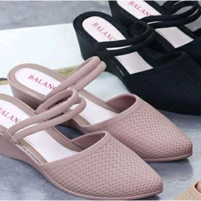 Sepatu Wedges Wanita / Slip on Cewek Jelly Impor