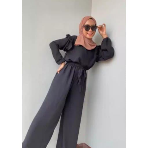 Ruby Set Rayon Crincle / Setelan Wanita Modern 2021 / Setelan Wanita Polos Kekinian / Setelan Kulot 