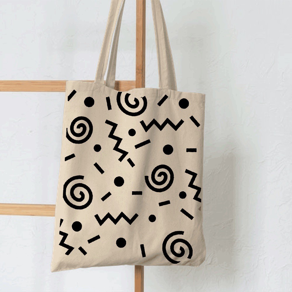 3.3 Sale Totebag Resleting Berbahan Semi Canvas Bermotif Keong dan Ular | Totebag Hitam | Totebag Cream 2022 - Tas Guci