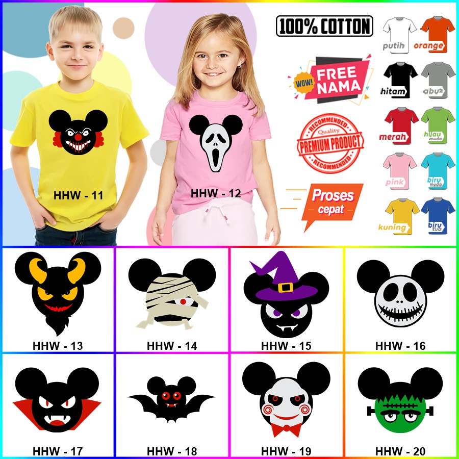 Baju Kaos ANAK DAN DEWASA HALLOWEEN COUPLE (FREE NAMA)