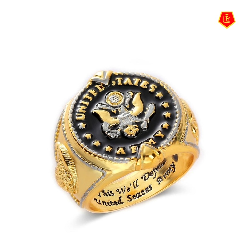 [Ready Stock]Fashion Classic This We'll Defend Men's Two-Tone Ring