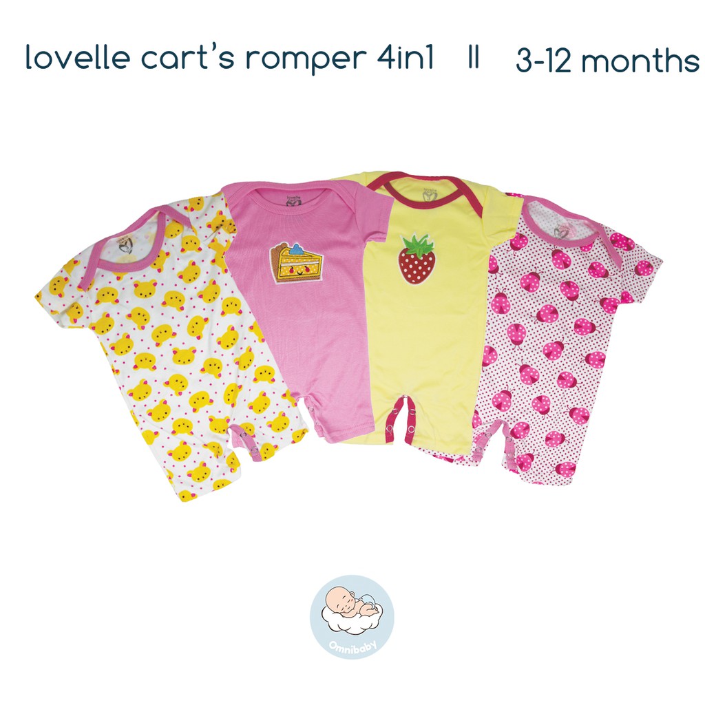 1 Dus Kecil Romper Lengan Pendek Lovelle Cart's isi 64 pack/8 seri