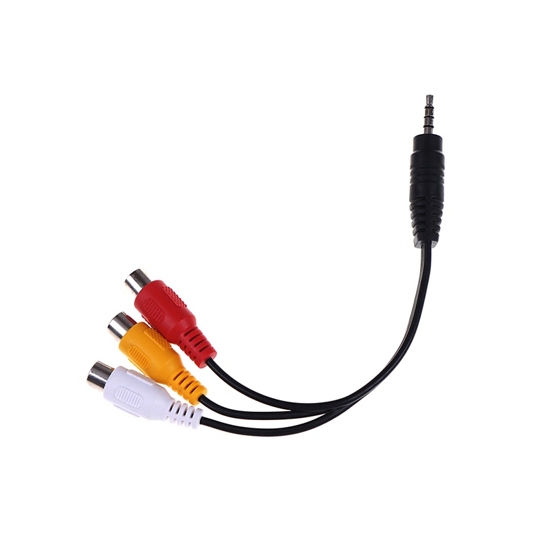 (LUCKID) Kabel audio video stereo jack 3.5mm male Ke 3rca female Panjang 28cm