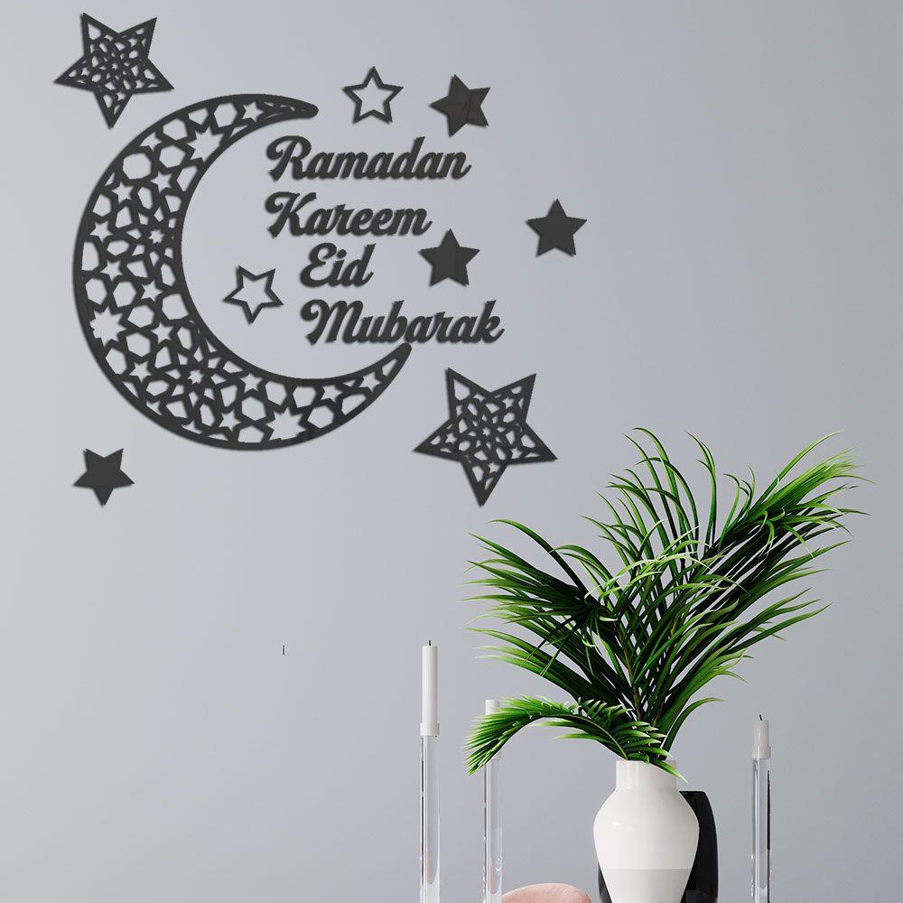 R-bunga Stiker Dinding DIY Muslim Ramadhan Removable Eid Mubarak Islami Akrilik Wall Decal