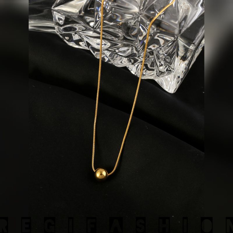 Kalung Titanium Wanita Bola Pasir Gold Terbuat Dari Titanium Asli Tidak Bisa Luntur Anti Karat Selamnya