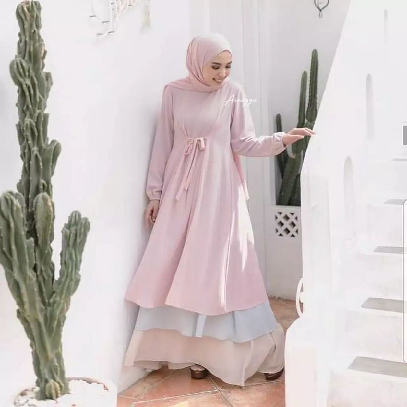 Haima Dress Ceurty Babydoll Full Puring Jumbo | LD 140 130 120 110 104 98 92 | Baju Gamis Modern