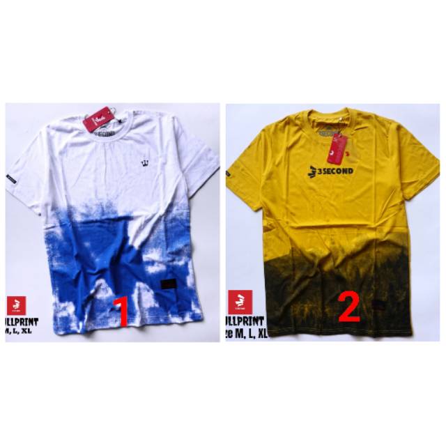 Kaos cowok kaos three second kaos fullprint kaos grade ori