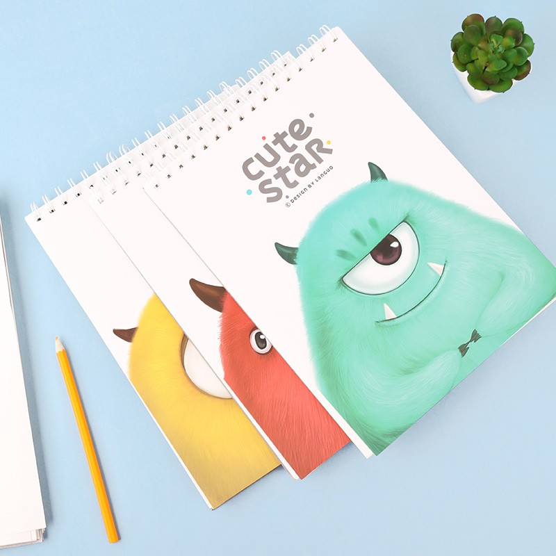 CUTE STAR FUZZY MONSTER SPIRAL SKETCHBOOK A4 BUKU SKETSA CUTE STAR FUZZY MONSTER SPIRAL SKETCHBOOK A4 BUKU SKETSA