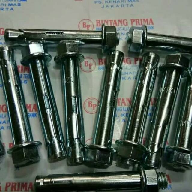 Dynabolt / Expansion Bolt Galvanis Ukuran M12 x 100mm / 12x100mm Putih