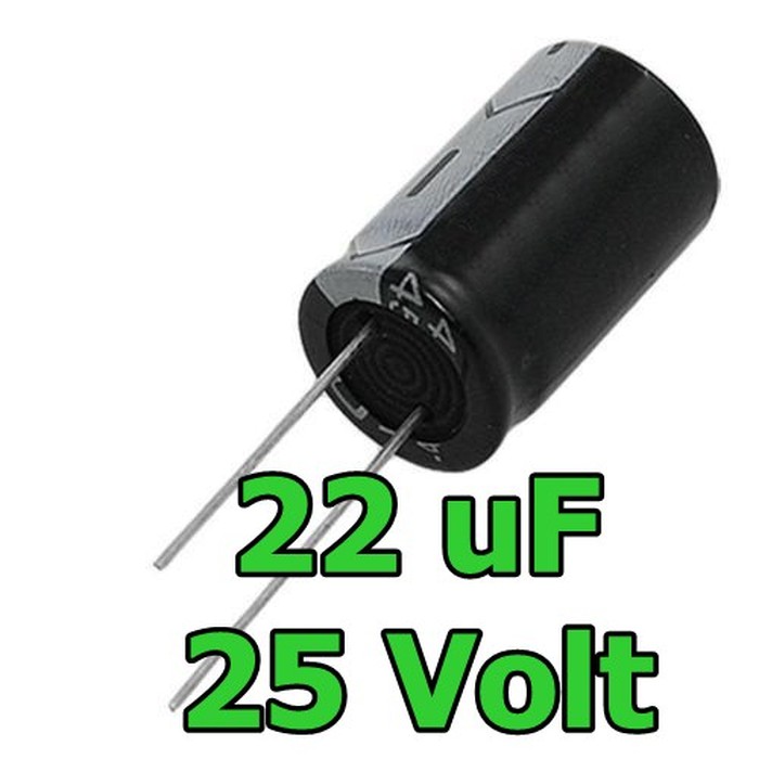 Kapasitor Elektrolit Elco elko 22 uF 25 Volt