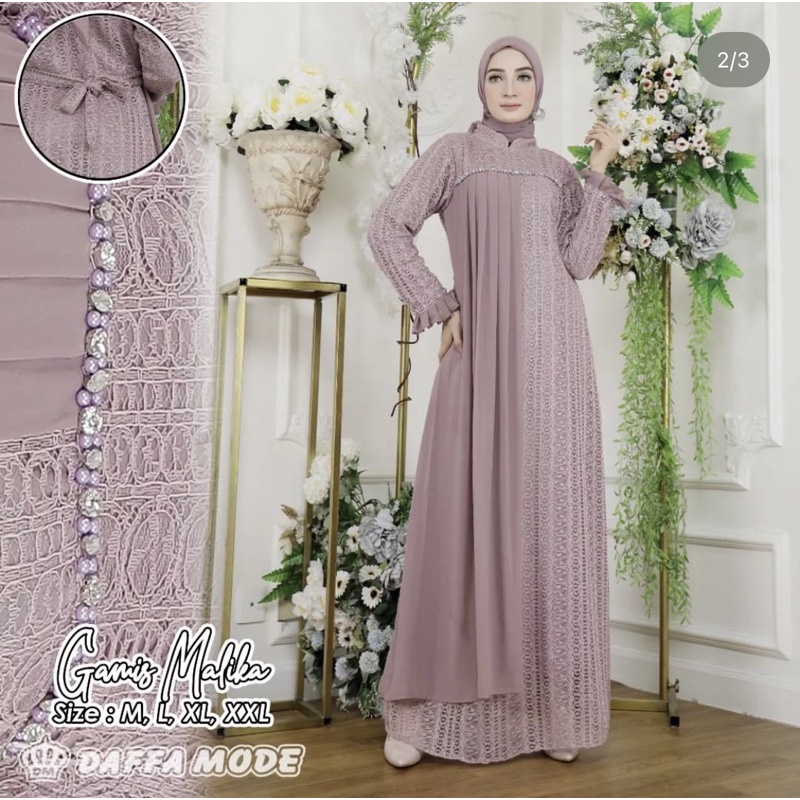 DRESS PESTA MEWAH - GAMIS DRESS MALIKA PAYET - GAMIS BROKAT MALIKA - GAMIS WANITA MUSLIM - DRESS MUS
