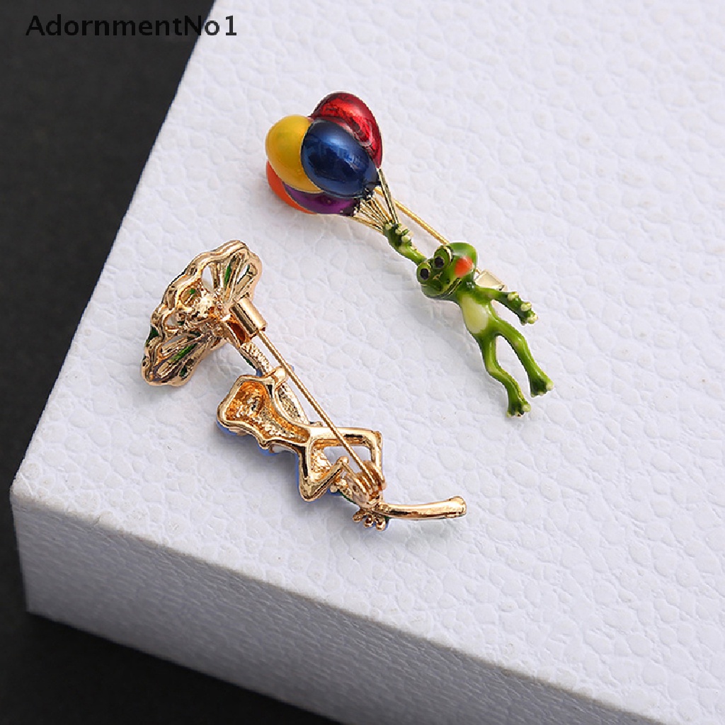 (AdornmentNo1) Bros Pin Enamel Bentuk Katak Memegang Balon / Sepeda / Katak Untuk Aksesoris Wanita