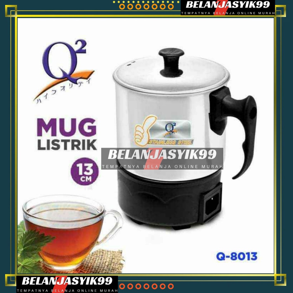 MUG ELEKTRIK PEMANAS LISTRIK / MUG LISTRIK 13 CM STAINLESS STEEL / MUG LISTRIK Q2-8013 /MUG Q2 8013