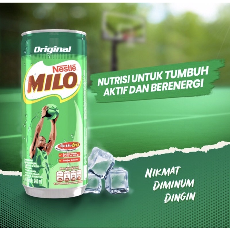 Milo kaleng original 240 ml ( susu milo siap minum )