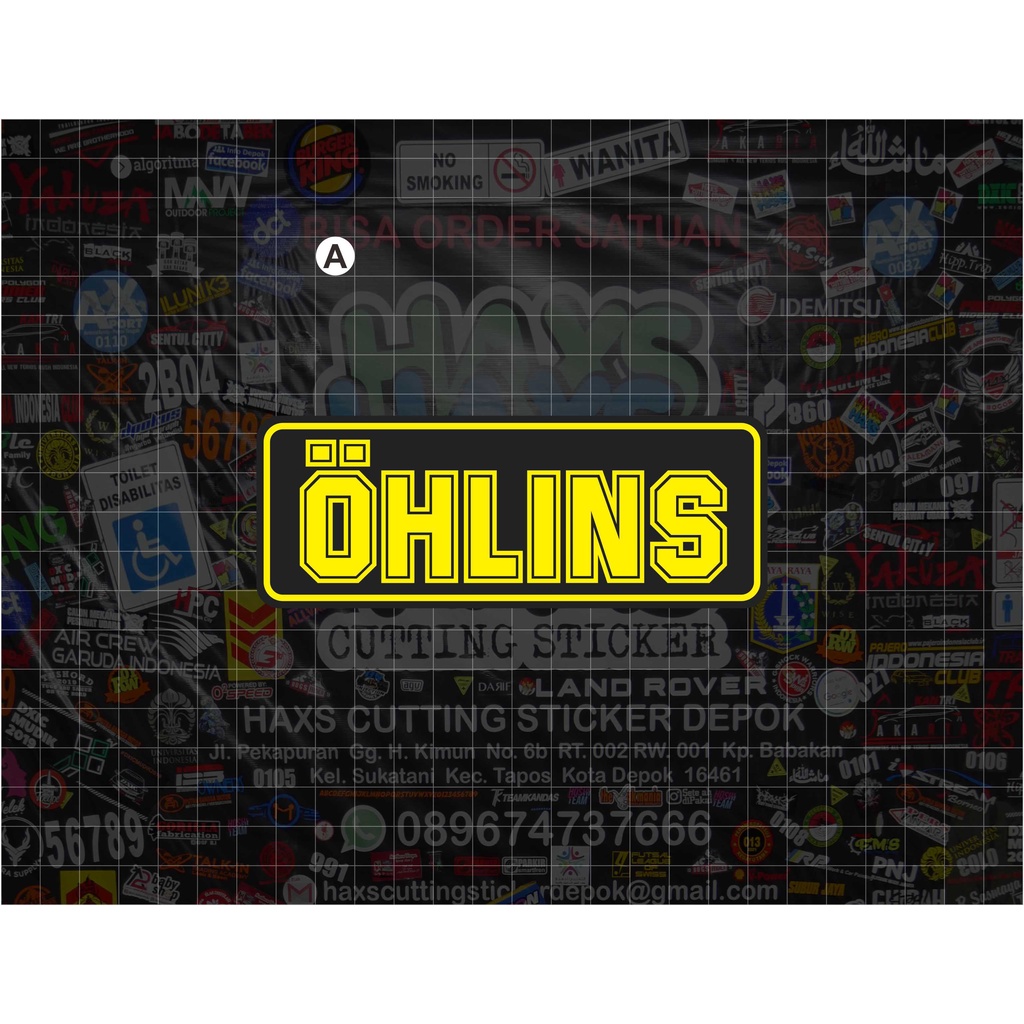 Cutting Sticker Logo Ohlins Dasar Hitam Varian Ukuran