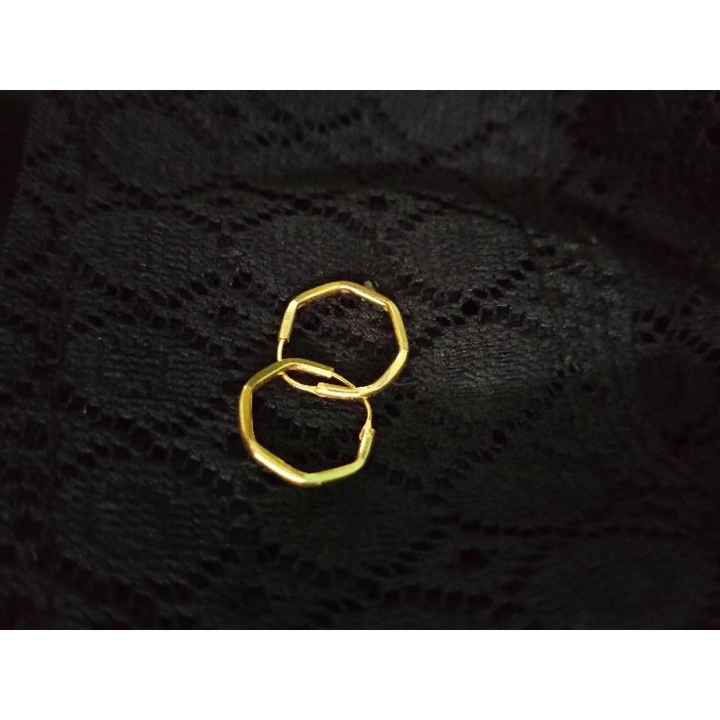 Anting bulat segi emas asli