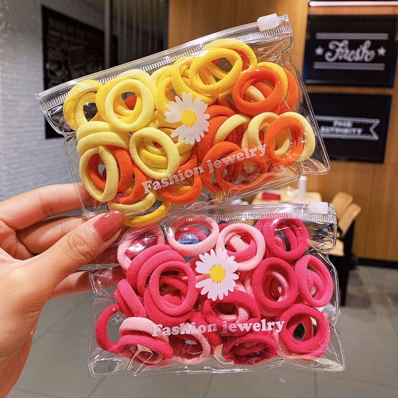 [ Ready Stock ] 50pcs/bag Little Daisy Elastic Rubber Bands /  Basic Elastic Hair Bands Tie /Daisy Children's Mini Hair Band /Hair Ponytail Rubber Bands Holder Beauty Tools