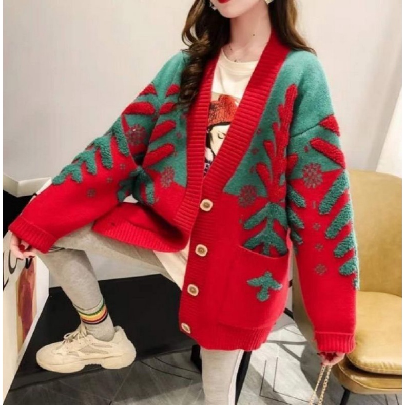 IMPORT WOMAN OVERSIZED KNIT CARDIGAN NA-MU KNITWEAR OUTER KARDIGAN RAJUT WANITA MUSIM DINGIN KOREAN STYLE