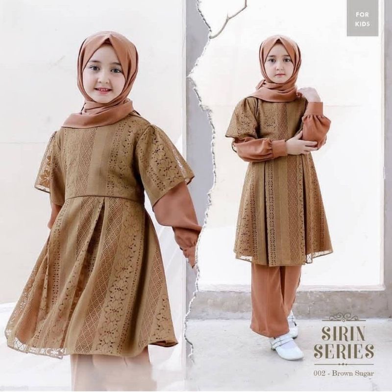 DISKON Shirin Kids Setelan Anak Terbaru Umur 6 7 8 9 Tahun Bahan Brukat Malika Premium Setelan Anak Prempuan Tunik Plus Celana Baju Anak Murah