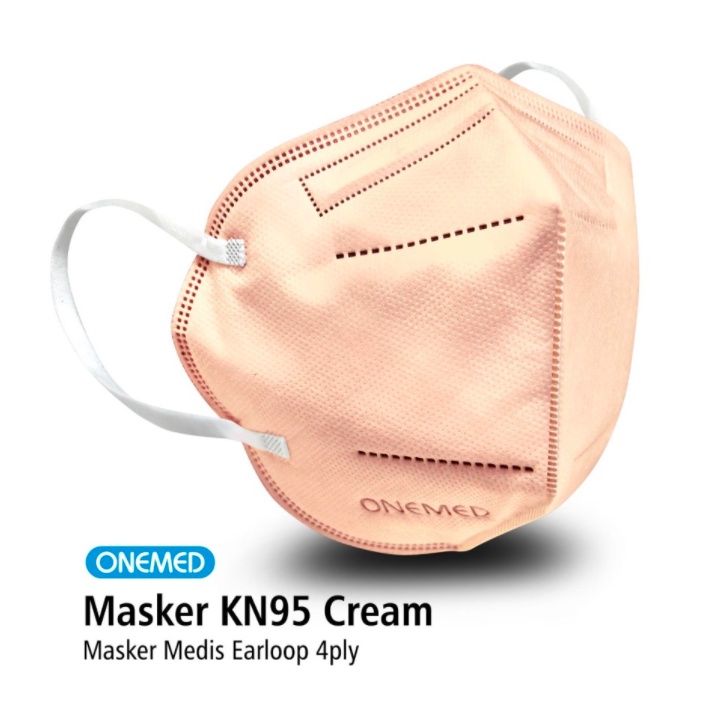 Masker KN95 Onemed CREAM Masker Medis Model Pokana Soft Beige