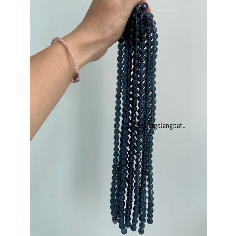 kristal bola dunia cutting 10mm BLACK QUARTZ HITAM bening ceko bulat bahan kalung gelang kerajinan tangan manik crystal