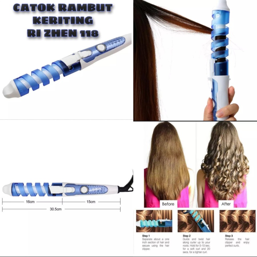 Catok Rambut Keriting MURAH Spiral Curly Rizhen RZ 118 Original Ber SNI