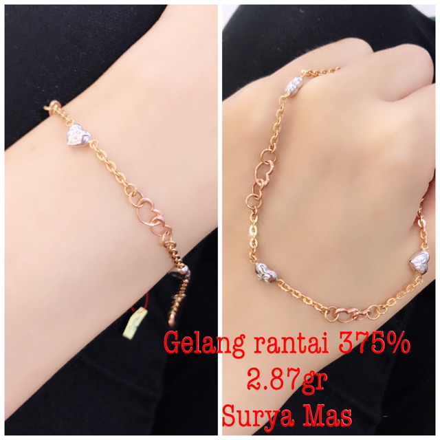 Gelang rantai love emas 375%