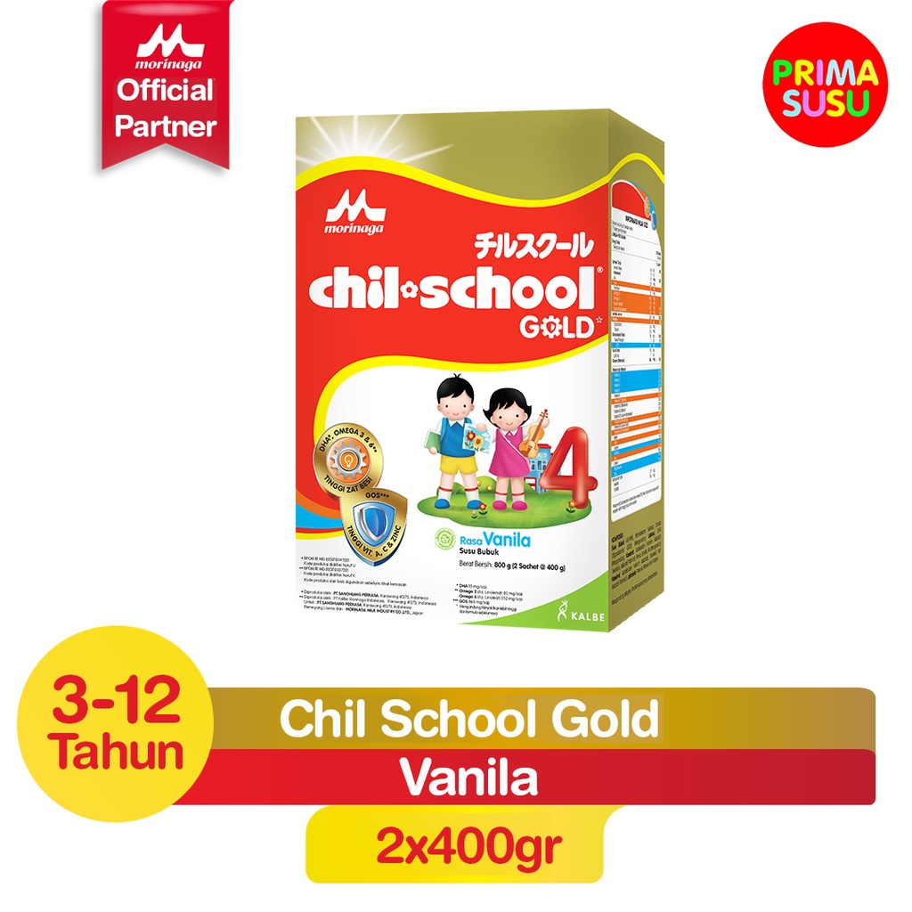 Chil School 4 800 Gr, Cokelat, Madu, Strawberry, Vanila Dus Utuh