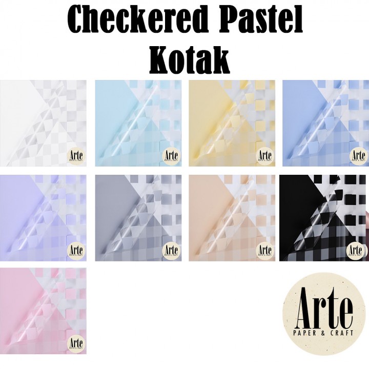 

iDk90 20 Lembar Cellophane Checkered Pastel Kotak Kertas Buket Korea Bunga Flower Wrapping Paper