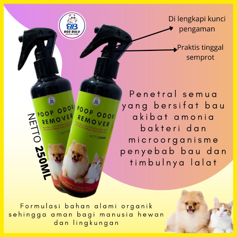 poop odor remover spray penghilang bau kotoran amonia hewan kandang 250ml