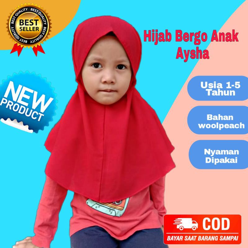HIJAB AYSHA BERGO / ANAK BERGO MARYAM / JILBAB ANAK BERGO / JILBAB ANAK PEREMPUAN / JILBAB INSTAN