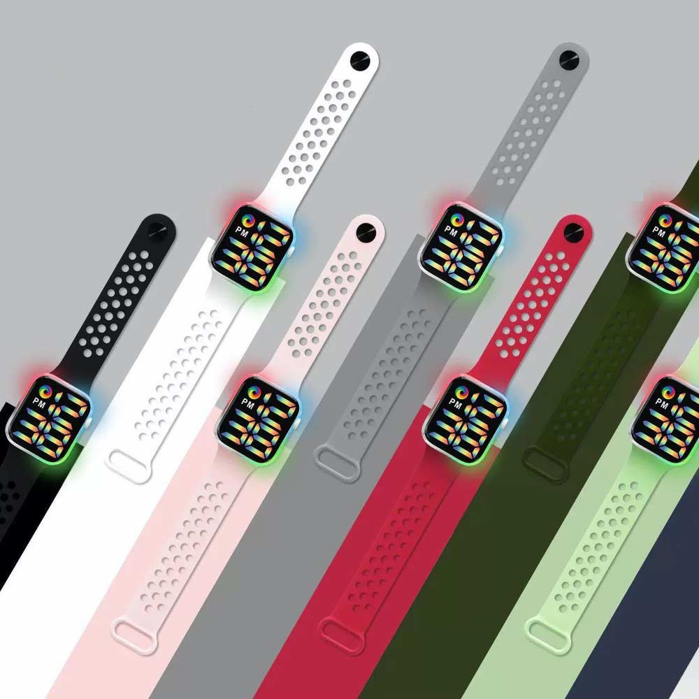 LED Watch [ Abu abu ] Water Resistant - Jam Tangan Digital Pria &amp; Wanita Strap Rubber LED_8051