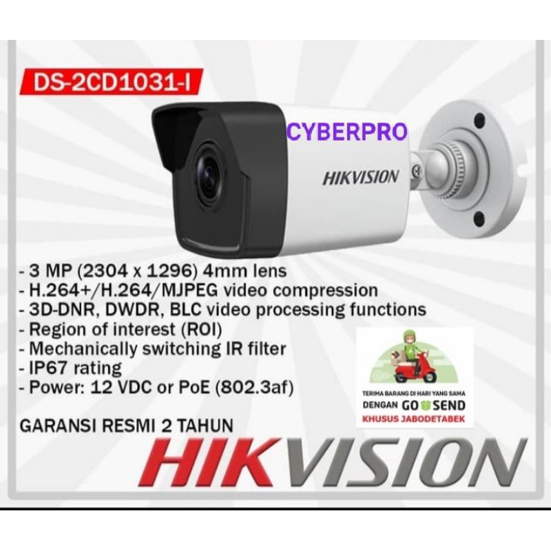 DS-2CD1031-I Hikvision IP Camera Outdoor 3MP PoE dan WDR