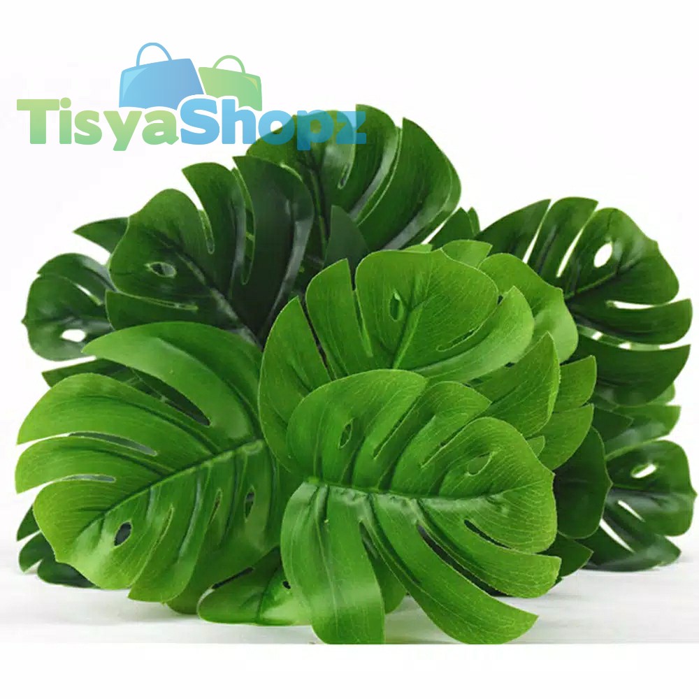 Daun Monstera JUMBO Tinggi 58 cm / Monstera 18 Cabang / Monstera Artificial [ TANPA POT ]